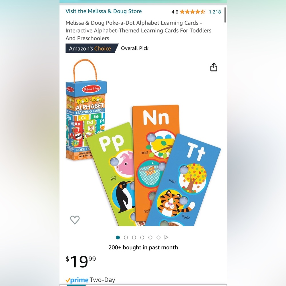 Poke a Dot jumbo alphabet learning cards